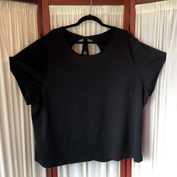SHAPE Womens Activewear Workout Top Black with Cut Out Back Size 3X - Picture 1 of 8